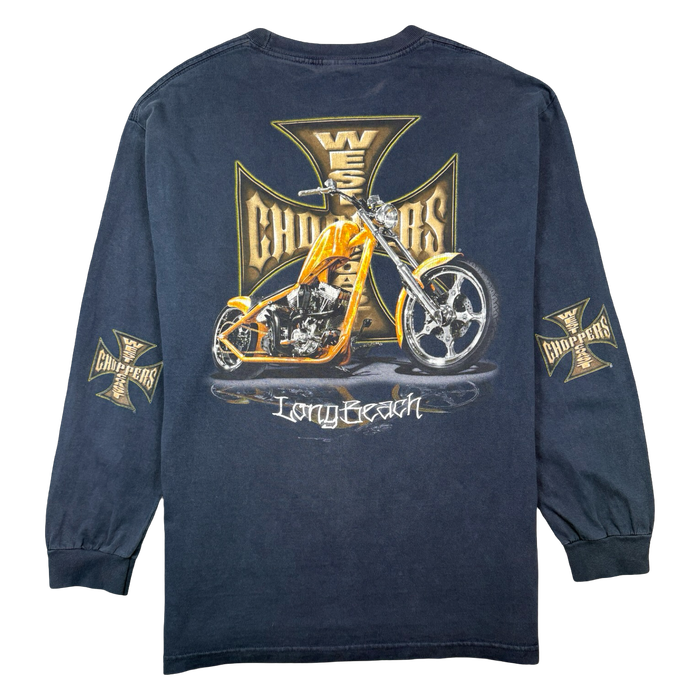 Vintage West Coast Choppers Bike Cross Sleeve L/S Tee Navy | Vitnage Clothing Store Canada