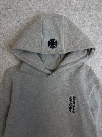 Chrome Hearts Embroidered Vertical Logo Hoodie Grey