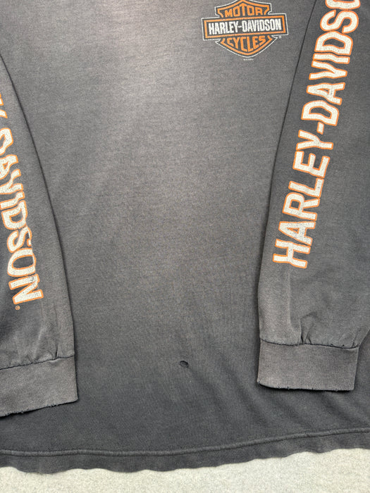 Vintage Harley Davidson Spell Out Sleeve L/S Tee Black | Vitnage Clothing Store Canada