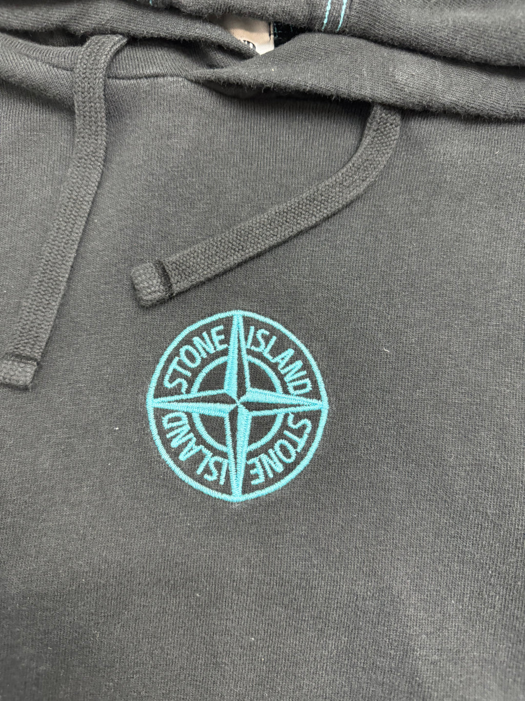 Stone Island Embroidered GD Logo Hoodie Black/Blue (USED)