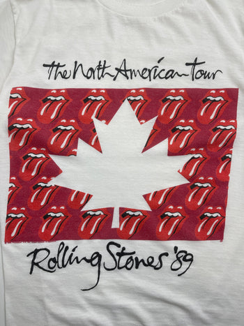 (S) Vintage 80s Rolling Stones North America Tour Tee White