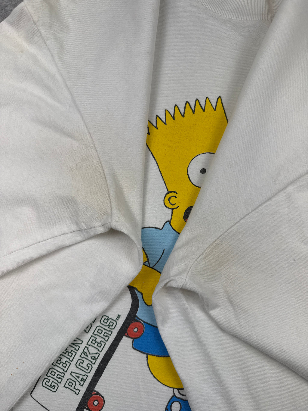 Vintage Simpsons Bart Green Bay Packers Tee White