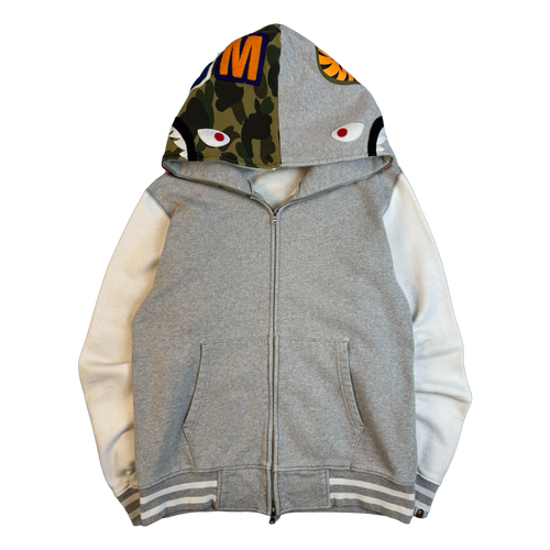 BAPE Camo Shark Hood Full Zip Hoodie Grey (USED) | Vintage Clothing Store Canada