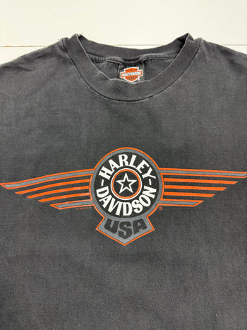 Vintage '95 Fairfax, VA. Harley Davidson Tee Black