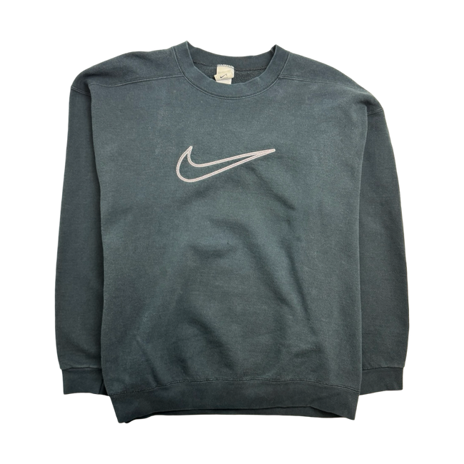 Vintage 90s Nike Big Swoosh Embroidered Sweatshirt Black