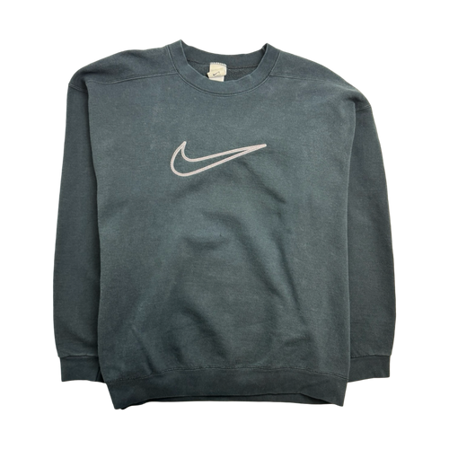 Vintage 90s Nike Big Swoosh Embroidered Sweatshirt Black | Vintage Clothing Store Canada