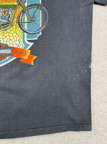Vintage Harley Davidson Stained Glass Tee Black