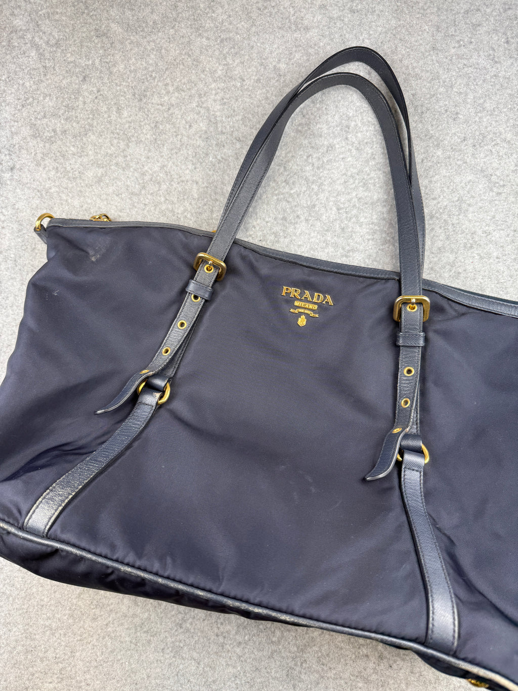 Prada Tessuto Nylon Handbag Navy