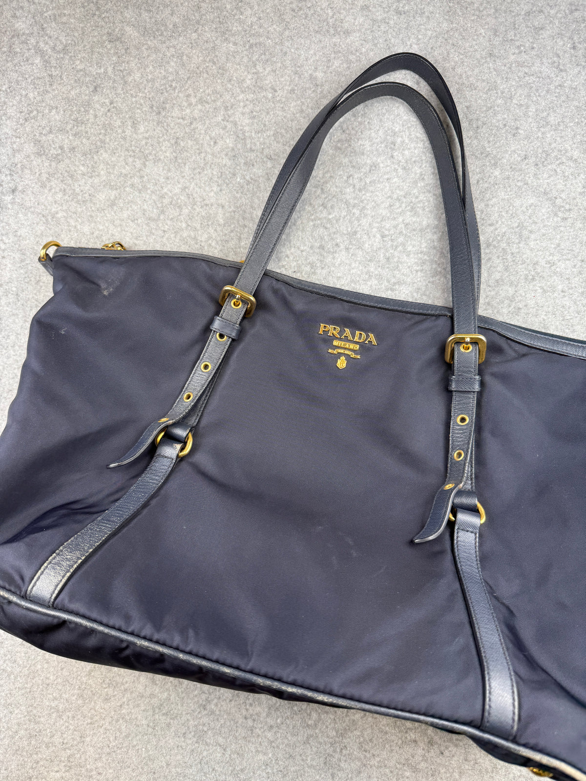 Prada Tessuto Nylon Handbag Navy