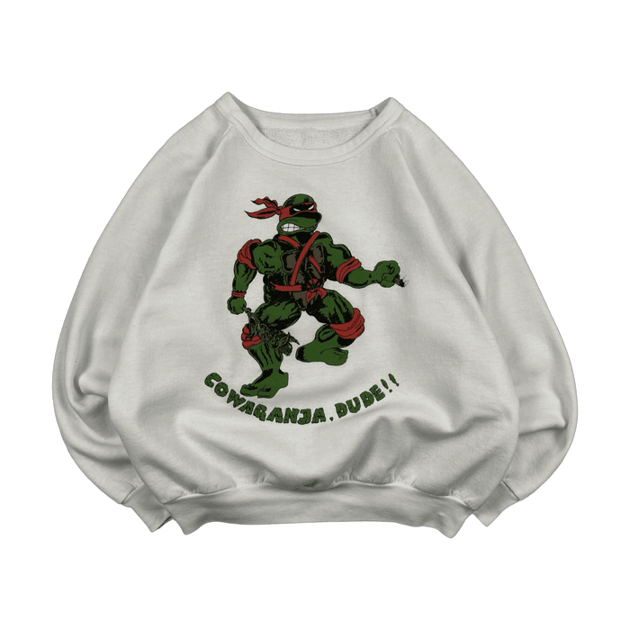 Vintage 90s Ninja Turtles Cowaganja Sweatshirt White | Vitnage Clothing Store Canada