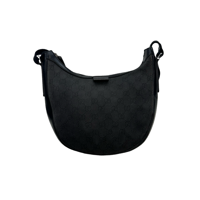 Gucci GG Canvas Half Moon Shoulder Bag Black