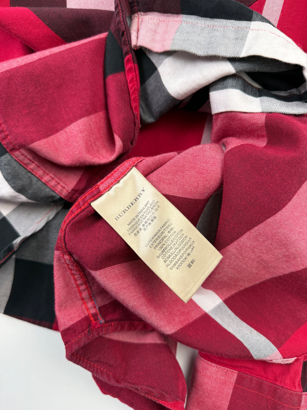 Vintage Burberry Checkered Dress Shirt Red