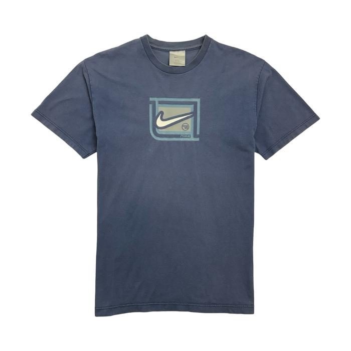 Vintage 2000s Nike Mid Swoosh Tee Light Navy | Vitnage Clothing Store Canada