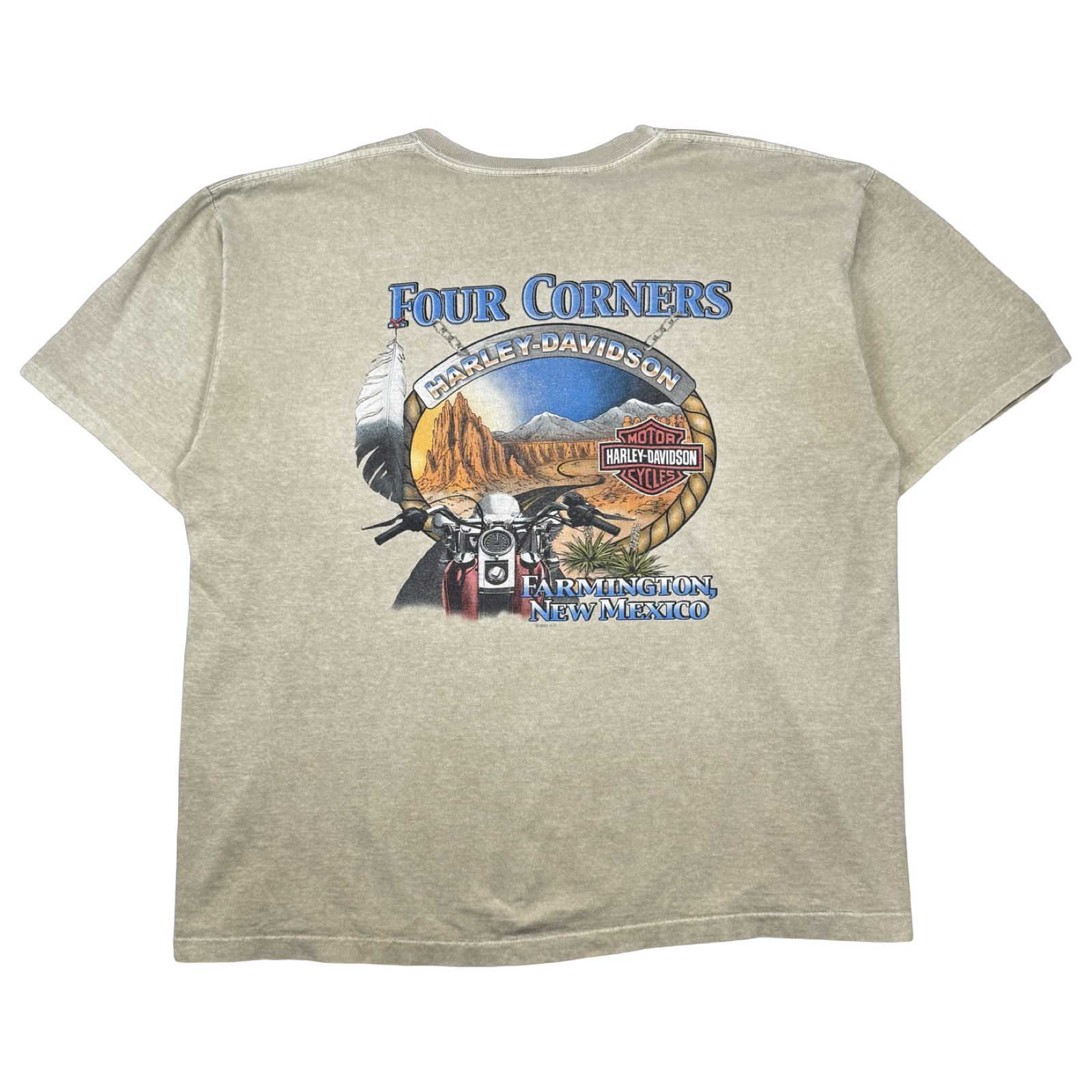 Vintage Harley Davidson Four Corners Pocket Tee Beige