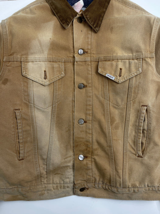 (S) Vintage Carhartt Fleece Lined Button Up Jacket Beige | Vitnage Clothing Store Canada