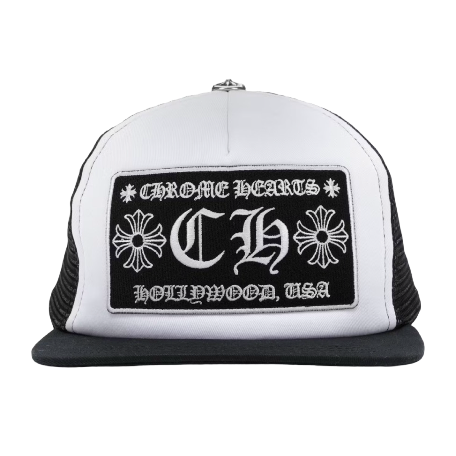 Chrome Hearts CH Hollywood Trucker Hat Black/White