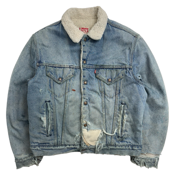 Vintage Distressed Levi Sherpa Lined Denim Jacket