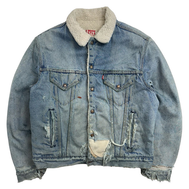 Vintage Distressed Levi Sherpa Lined Denim Jacket