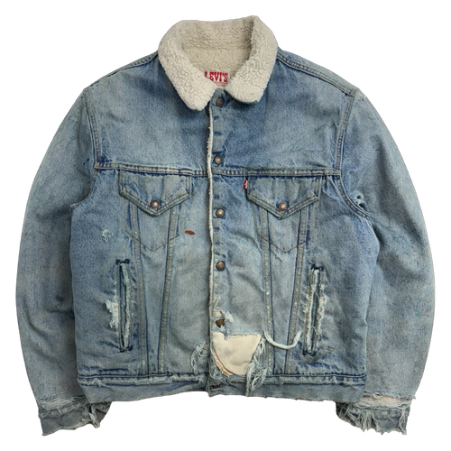 Vintage Distressed Levi Sherpa Lined Denim Jacket | Vintage Clothing Store Canada