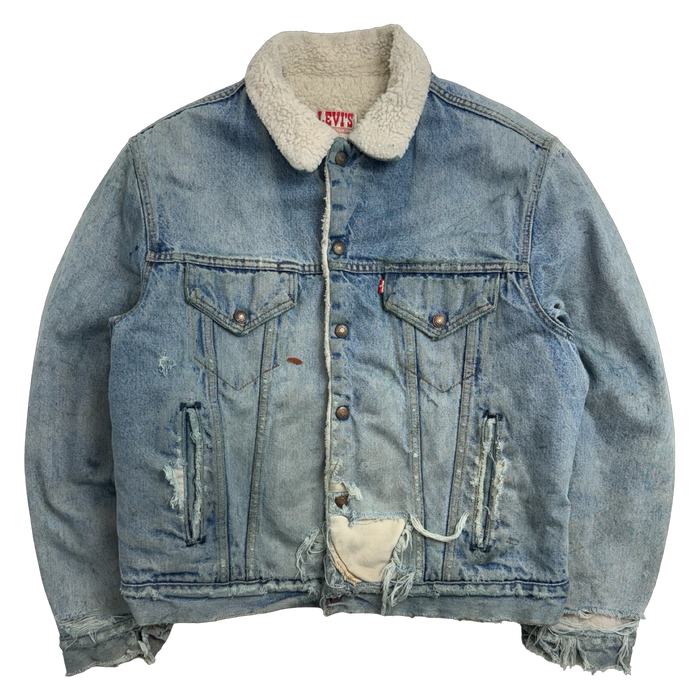 Vintage Distressed Levi Sherpa Lined Denim Jacket | Vitnage Clothing Store Canada