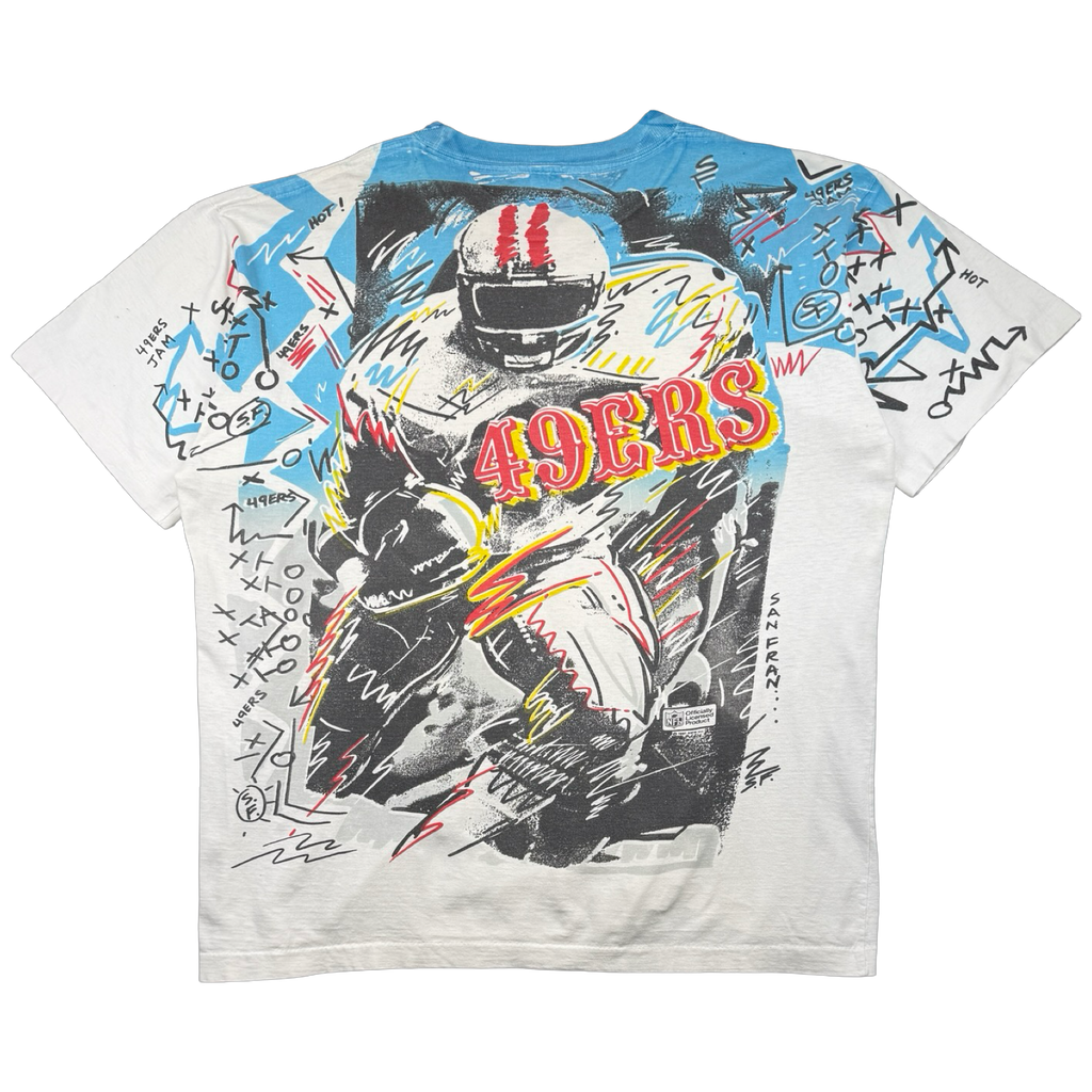Vintage San Francisco 49ers Scribble AOP Tee White