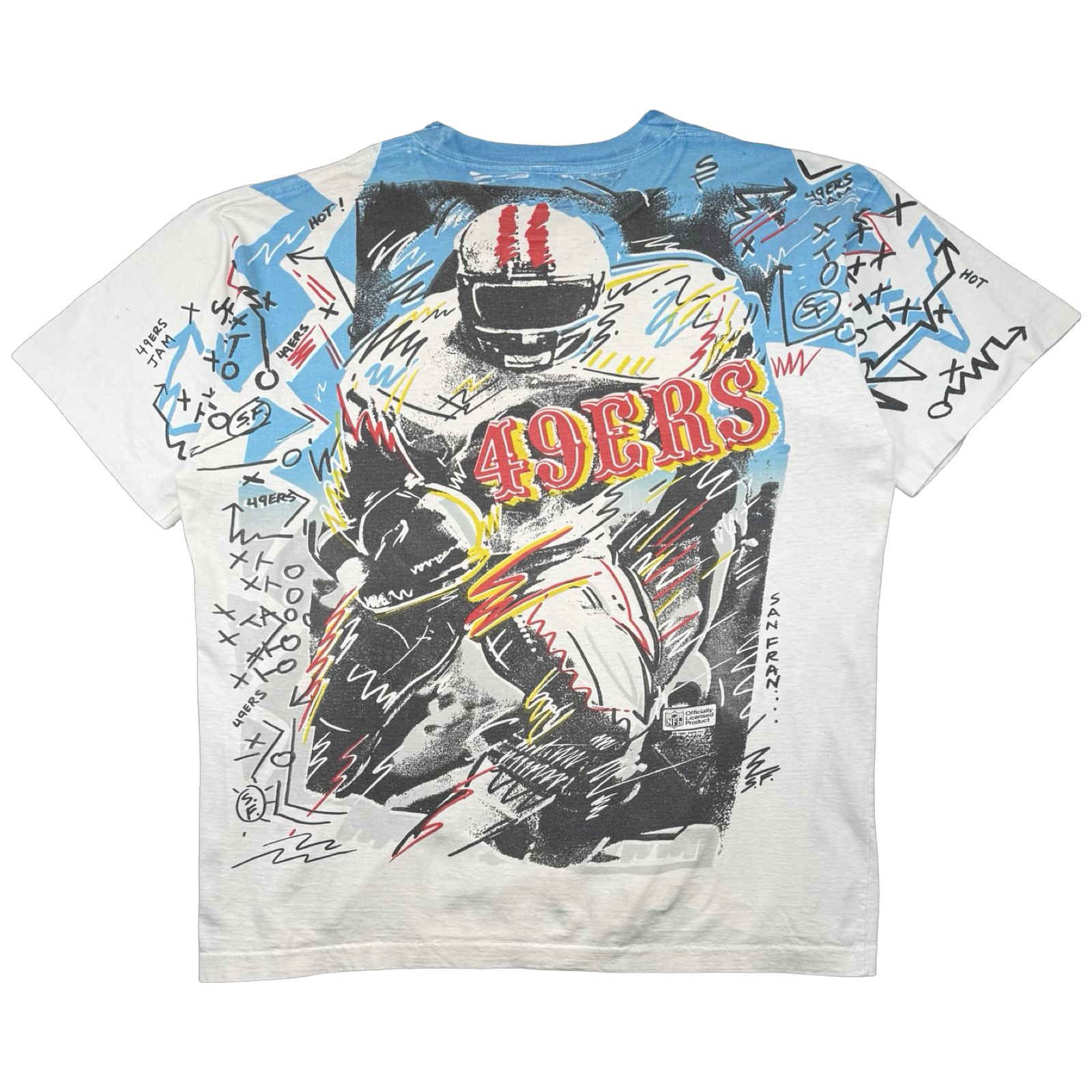 Vintage San Francisco 49ers Scribble AOP Tee White