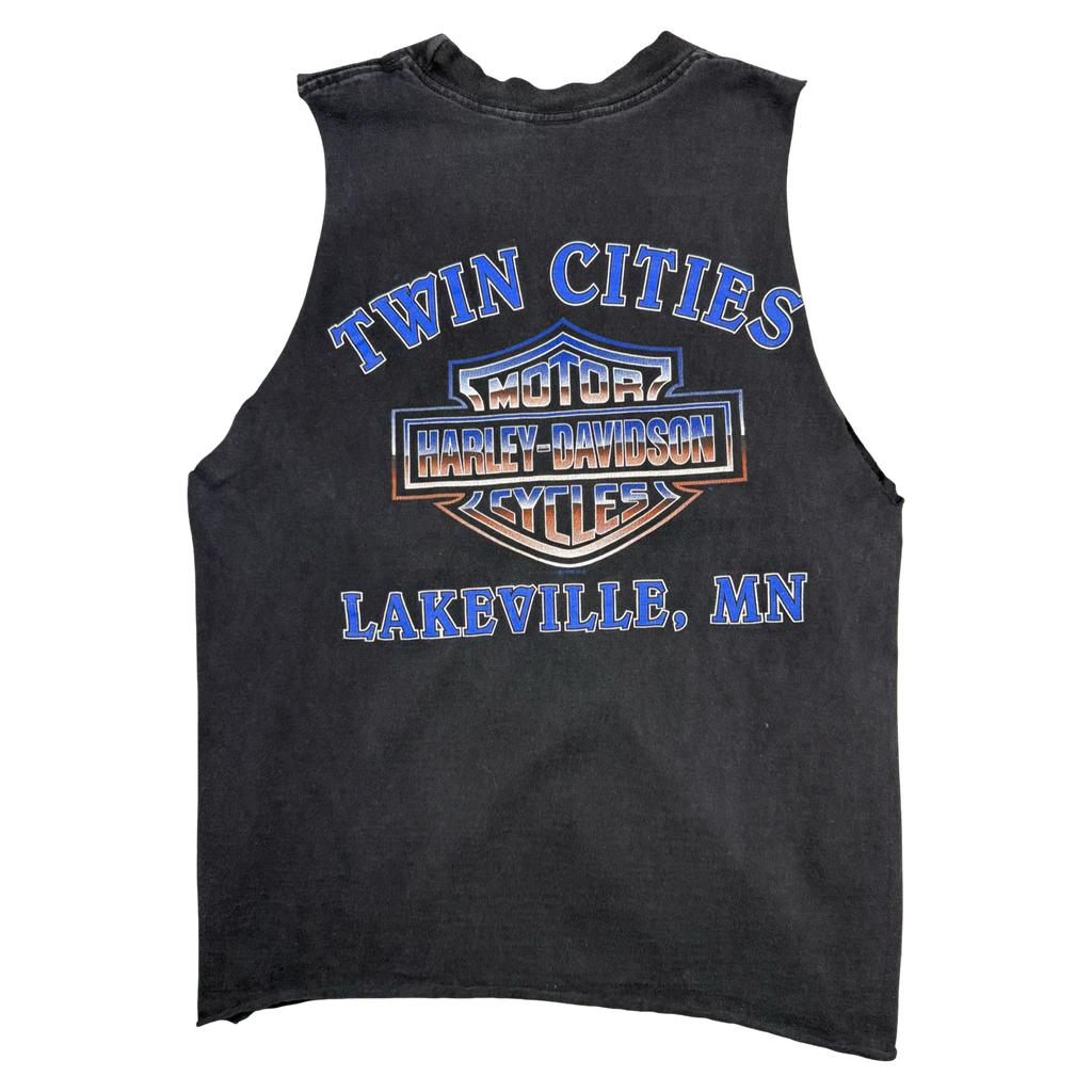Vintage Harley Davidson Santa Sleeveless Tee Black