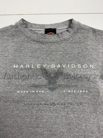 Vintage 90s Goulet Harley Davidson Tee Grey