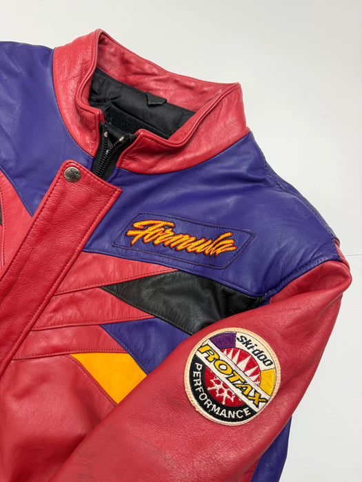 Vintage 1990s Ski-Doo Bombardier Leather Jacket Red | Vitnage Clothing Store Canada