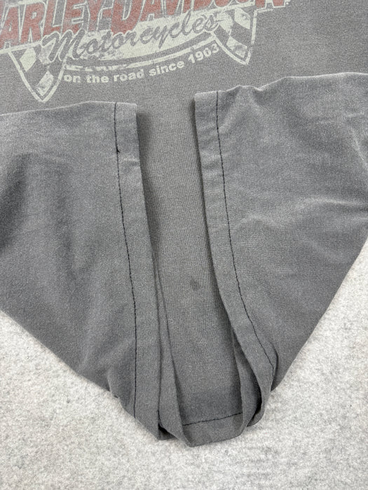Vintage Harley Davidson Finish Flag Flame Tee Dark Grey | Vitnage Clothing Store Canada