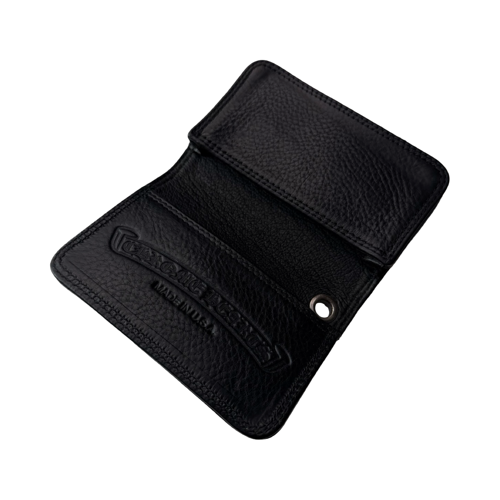 Chrome Hearts Grained Calfskin Grommet Card Holder Black