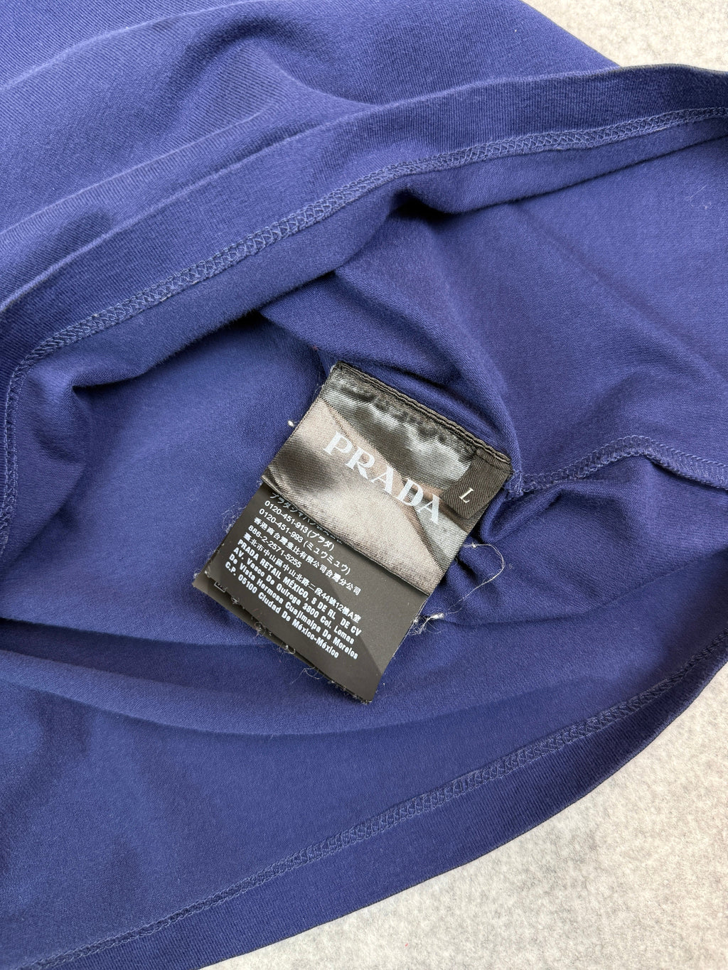 Prada V-neck Chest Pocket T-shirt Navy Blue (USED)