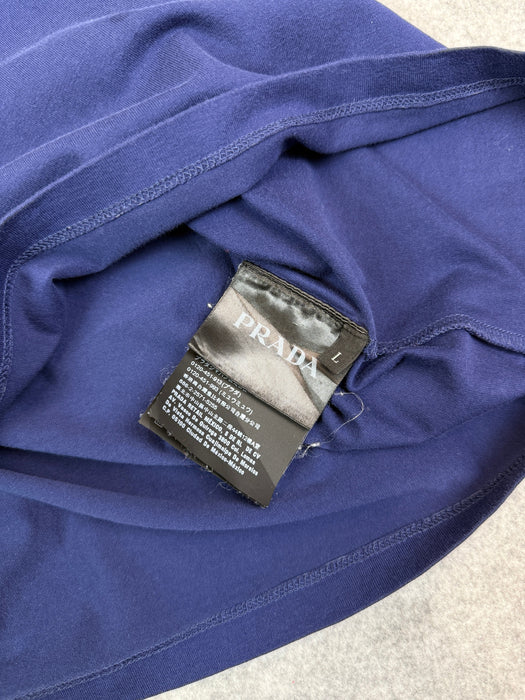 Prada V-neck Chest Pocket T-shirt Navy Blue (USED) | Vitnage Clothing Store Canada
