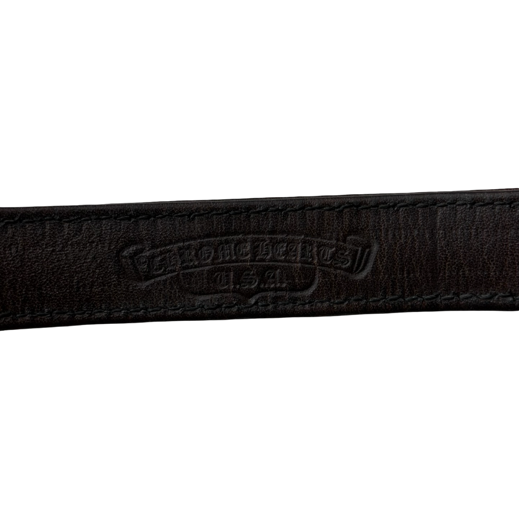 Chrome Hearts Brown Leather Plus Ball Bracelet