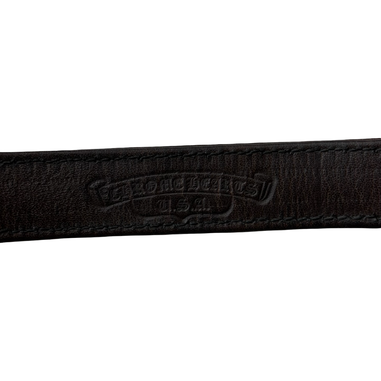 Chrome Hearts Brown Leather Plus Ball Bracelet