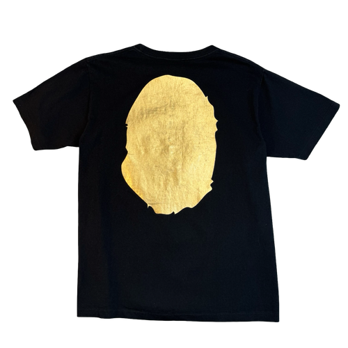BAPE Big Ape Head Gold Metallic Tee Black (USED) | Vintage Clothing Store Canada