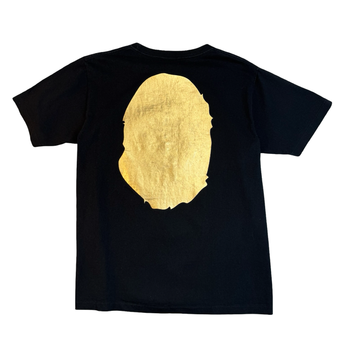 BAPE Big Ape Head Gold Metallic Tee Black (USED) | Vitnage Clothing Store Canada