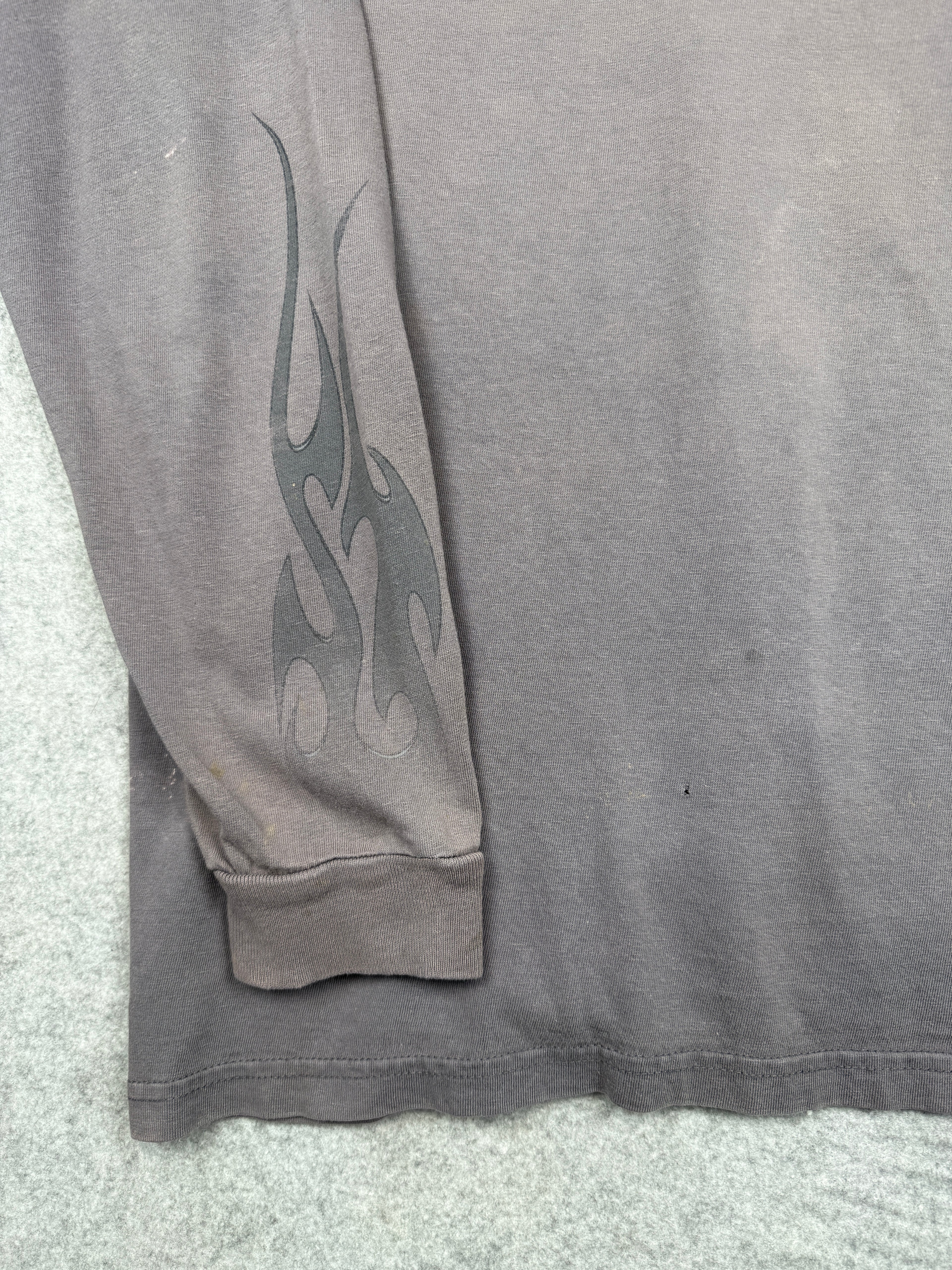 Vintage Harley Davidson New Jersey Flame Dice L/S Tee Faded Grey