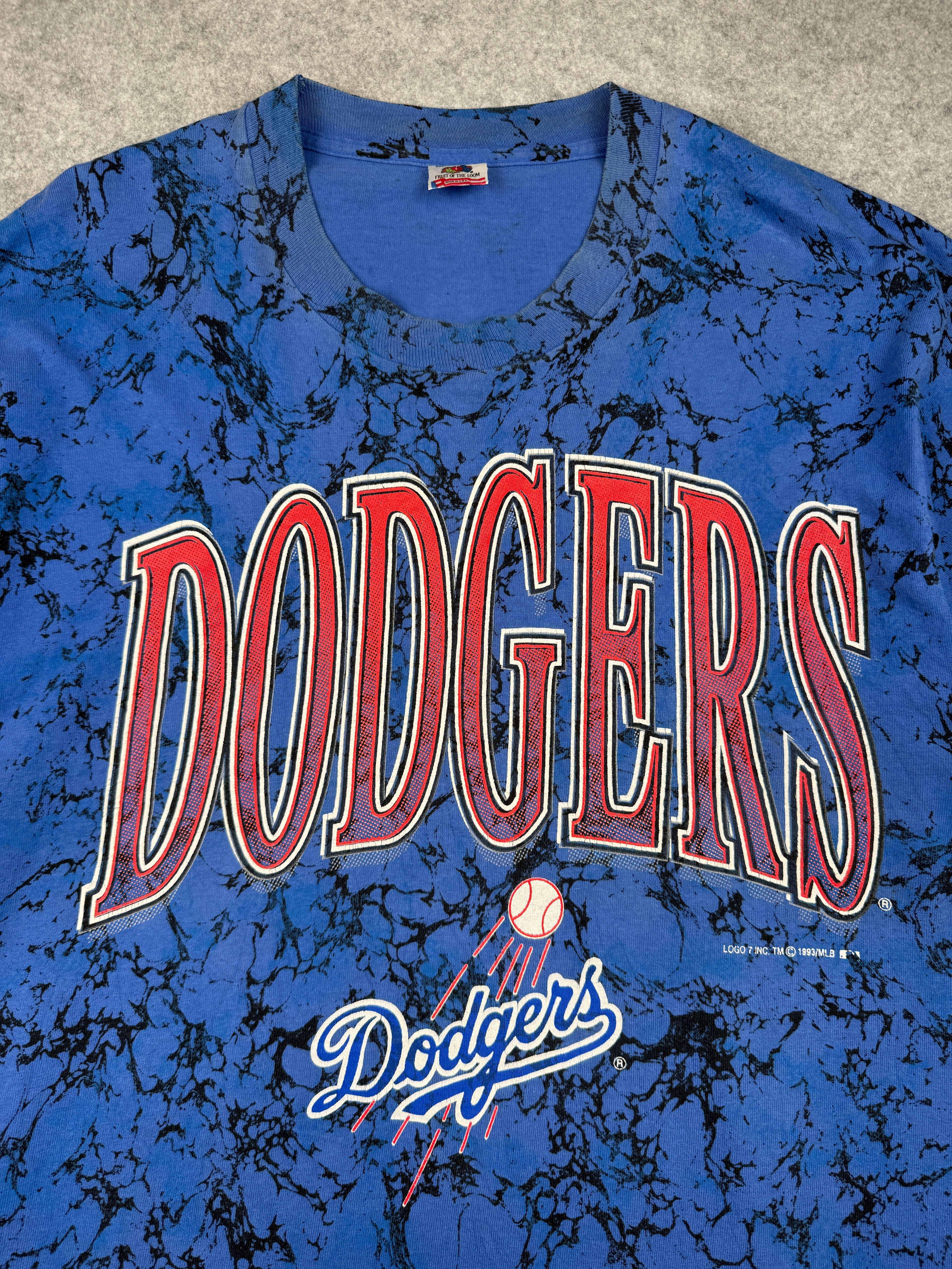 Vintage Los Angeles Dodgers Marble AOP Tee Blue
