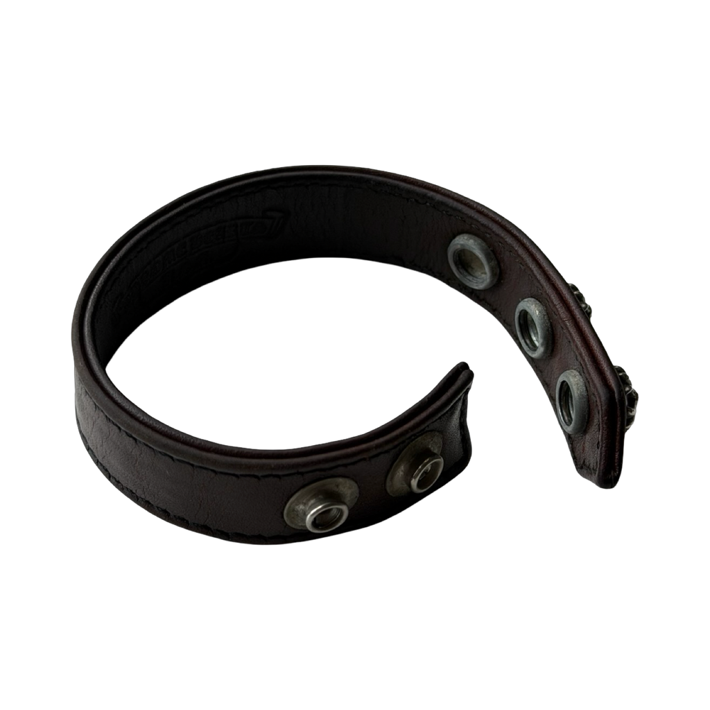 Chrome Hearts Brown Leather Plus Ball Bracelet