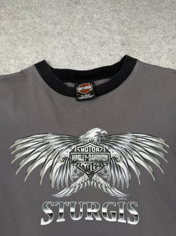 Vintage Harley Davidson Sturgis Chrome Eagle L/S Tee Grey