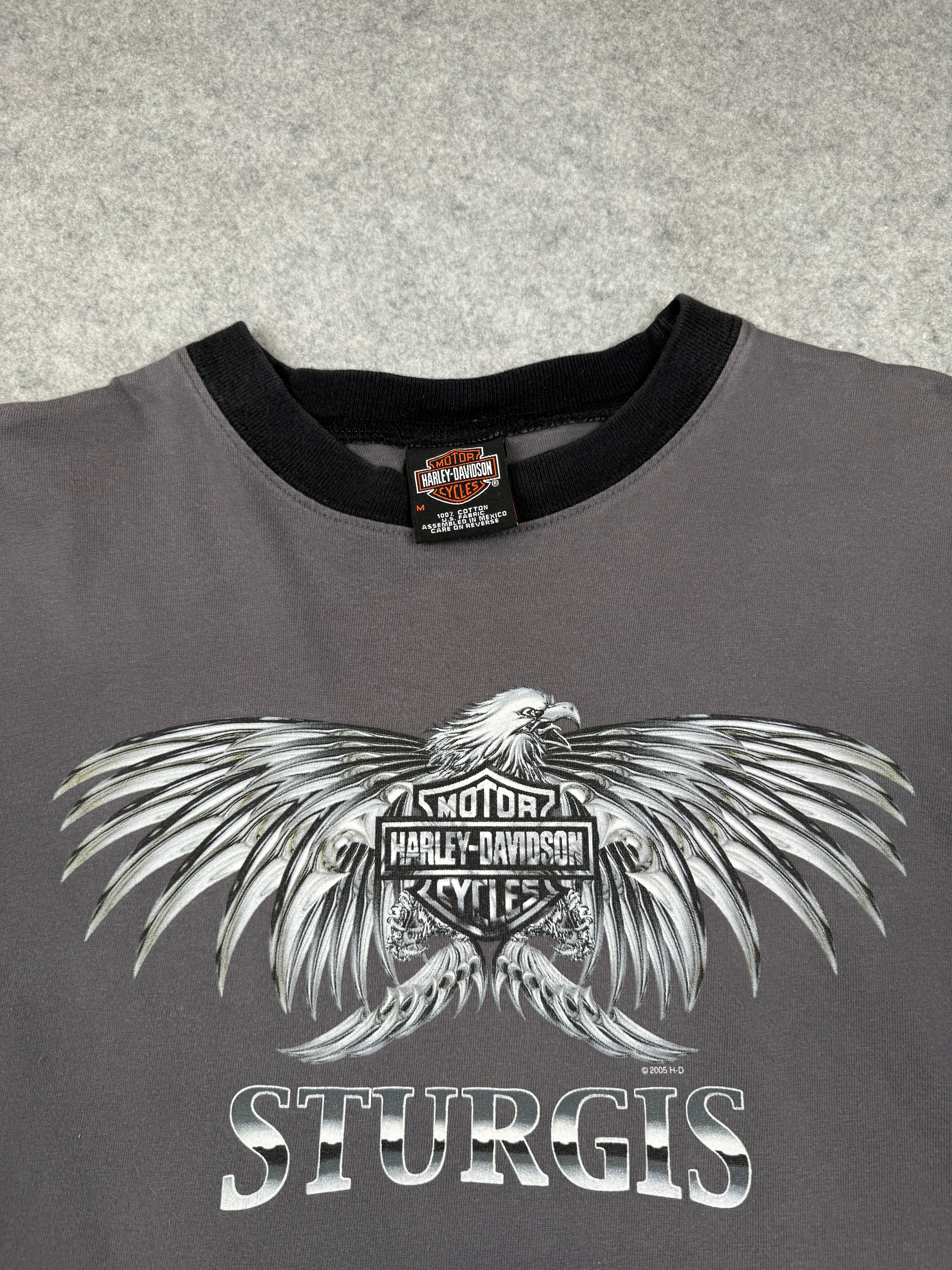 Vintage Harley Davidson Sturgis Chrome Eagle L/S Tee Grey