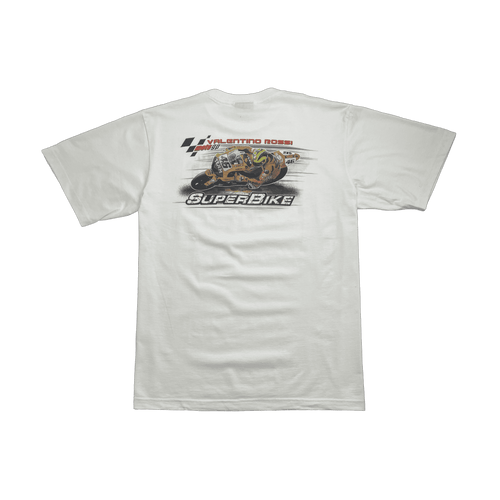 Vintage Yamaha Super Bike Valentino Rossi Moto GP Tee White | Vintage Clothing Store Canada