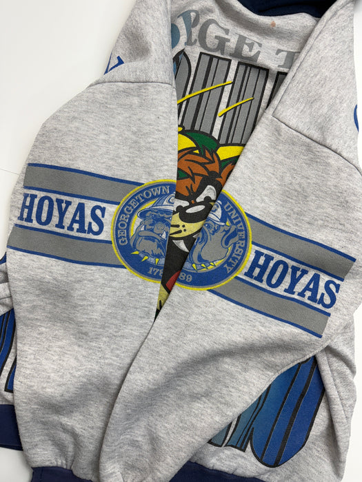Vintage 90's Georgetown Hoyas Taz Hoodie Grey | Vitnage Clothing Store Canada