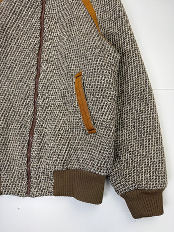 Vintage Tweed Wool Knit Bomber Jacket