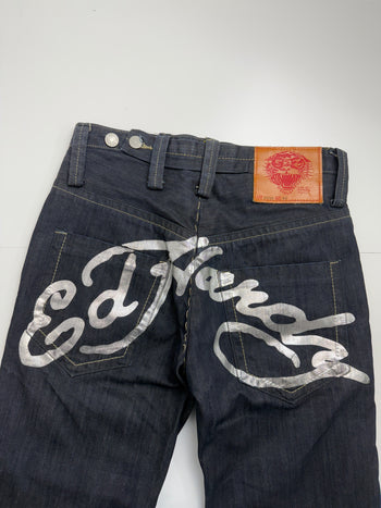 Ed Hardy Big Logo Spell Out Denim Pants
