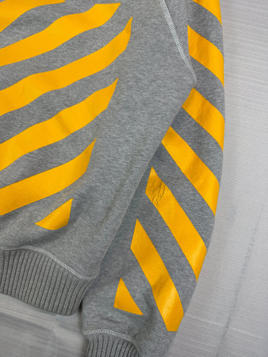 Moncler x Off-White Chevron Zip Up Hoodie Grey (USED) | Vitnage Clothing Store Canada