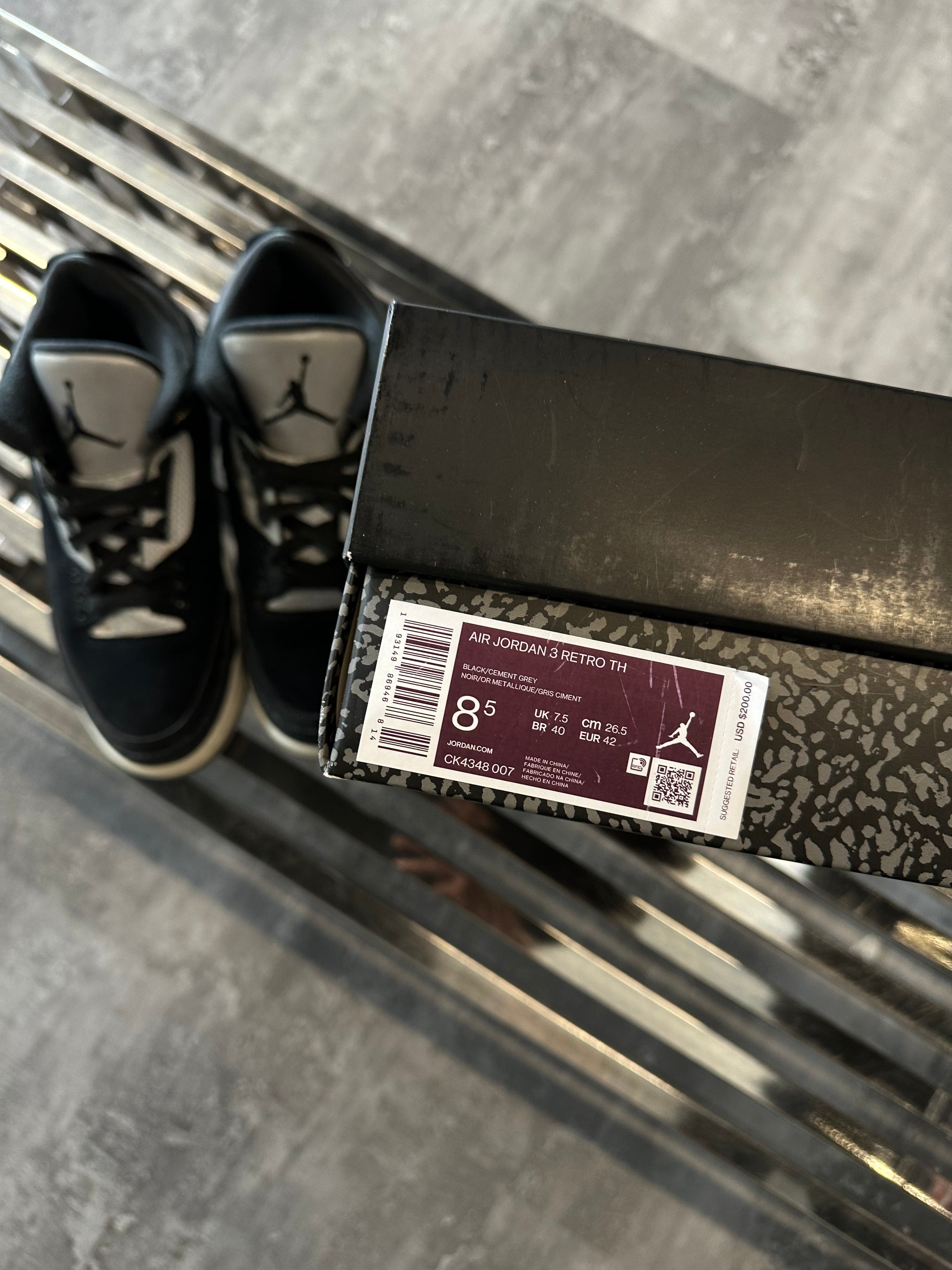 Air Jordan 3 Retro Tinker Black Cement Gold (USED)