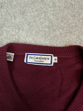 Women's Yves Saint Laurent Wool Knit Sweater Burgundy
