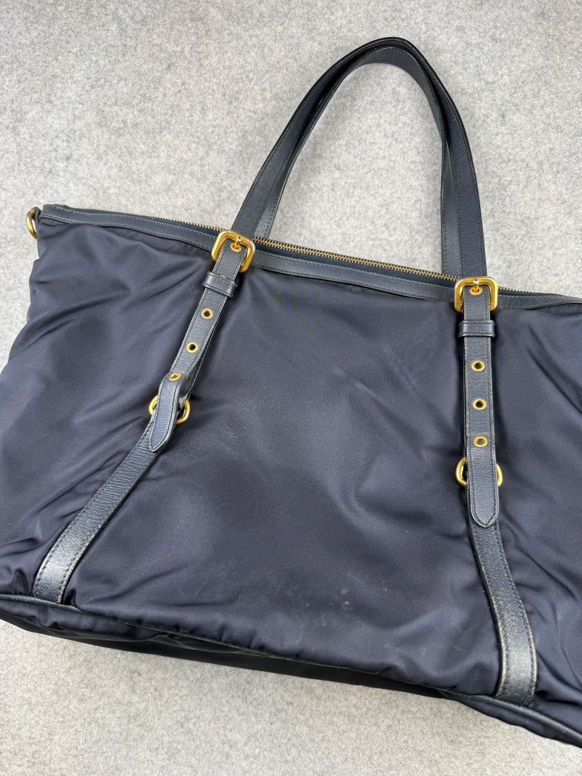 Prada Tessuto Nylon Handbag Navy